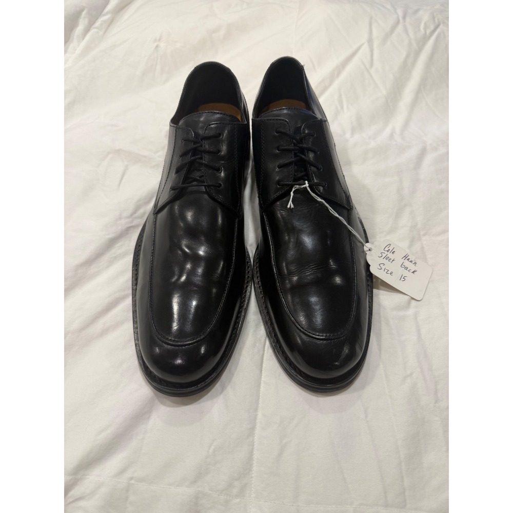 Cole Haan Mens Black Leather Nike Air Derby Dress Shoes 15 M 40010